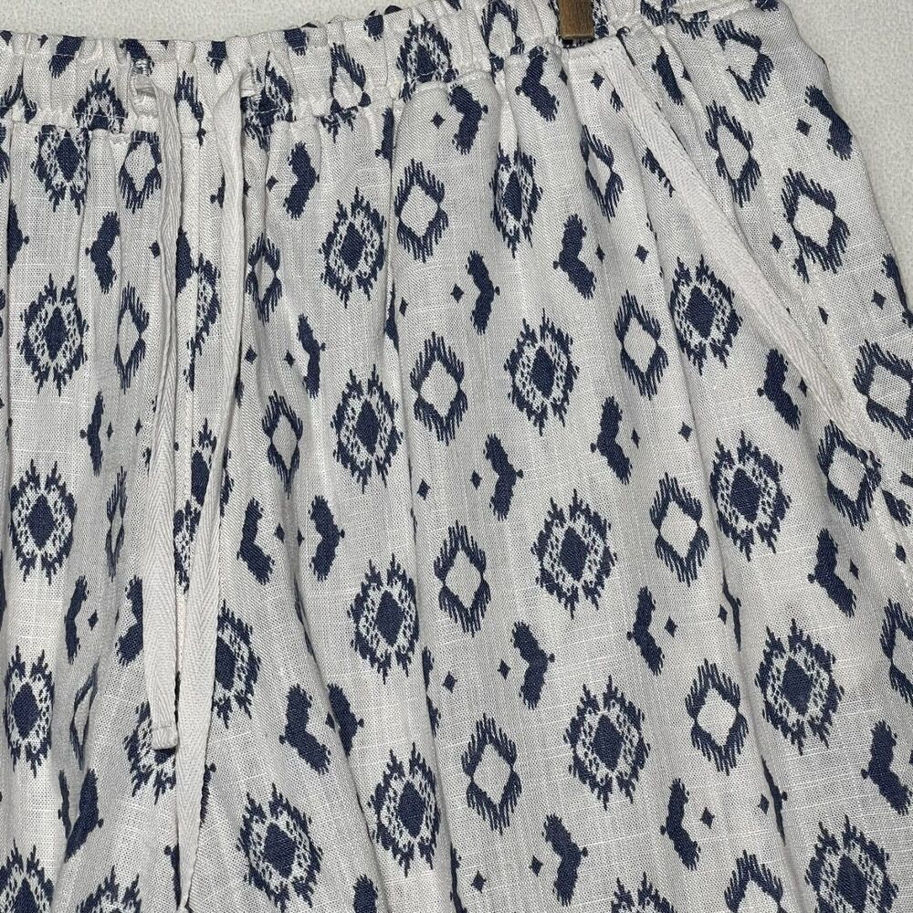 Splendid Collection Women's Ivory Navy Drawstring Shorts Linen Viscose Blend Med - Picture 5 of 10